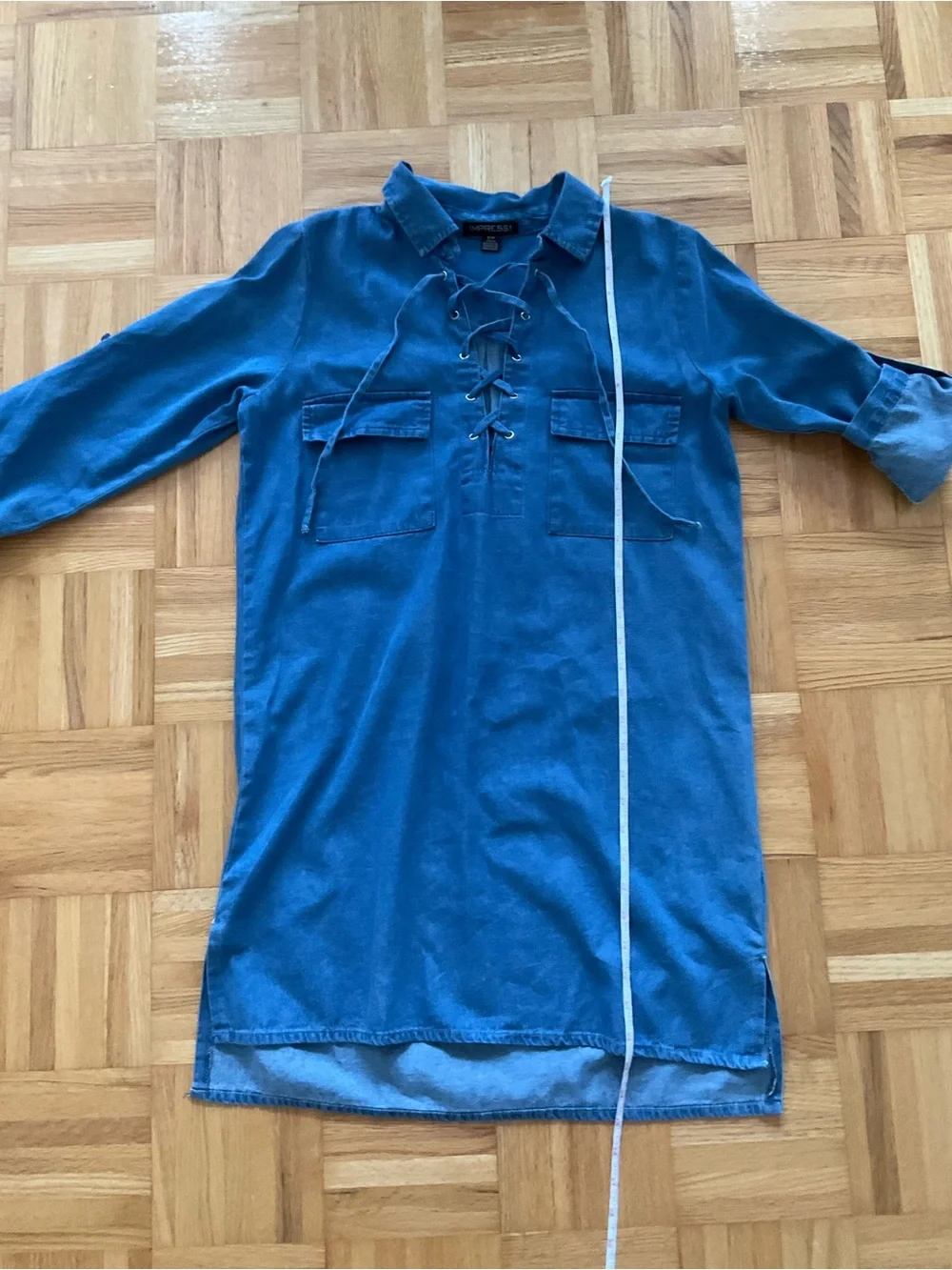 imPRESS Blue Lace-Up Long Shirt - Size S - Picture 3 of 13